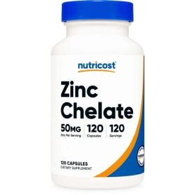 Nutricost Zinc Chelate 50mg, 120 Vegetarian Capsules - Gluten Free and Non-GMO Supplement