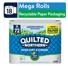 Quilted Northern Ultra Soft & Strong Toilet Paper, 18 Mega Rolls, Recyclable Paper Packaging