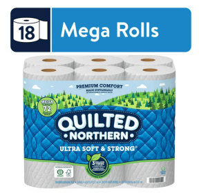 Quilted Northern Ultra Soft & Strong Toilet Paper, 18 Mega Rolls